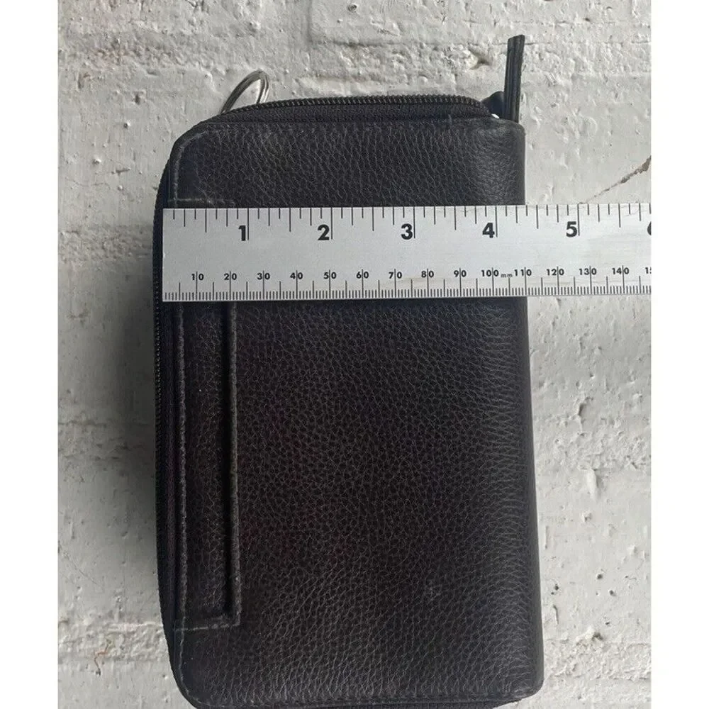 Unbranded Double Zip Pebbled Leather Brown‎ Walletbwith Calculator & Key Chain